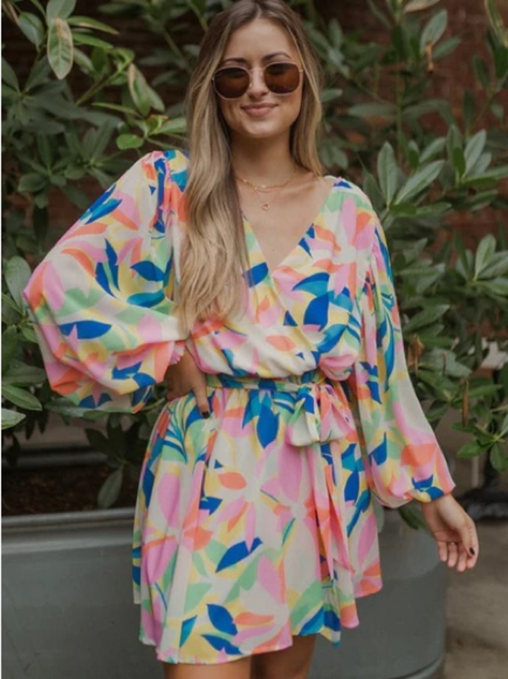 Colorful 60’s Tropical Print Wrap Dress NWT